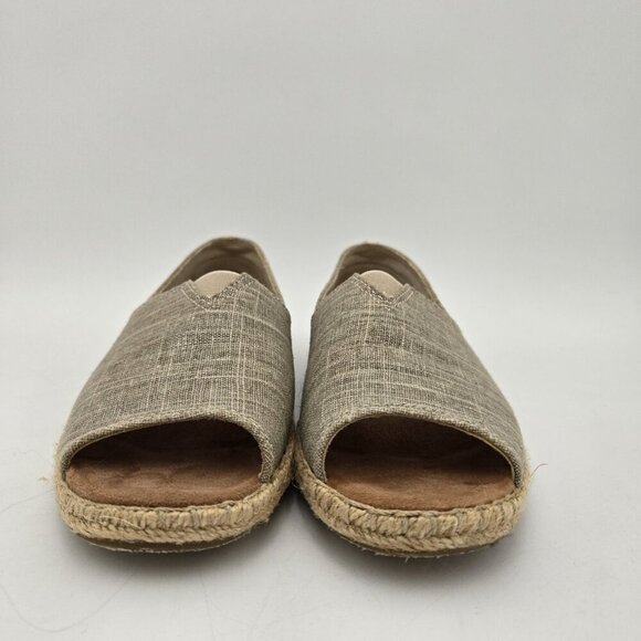 TOMS Shoes Women 8.5 Alpargata Cupsole Slip On Natural Metallic Linen Open Toe - Picture 2 of 9